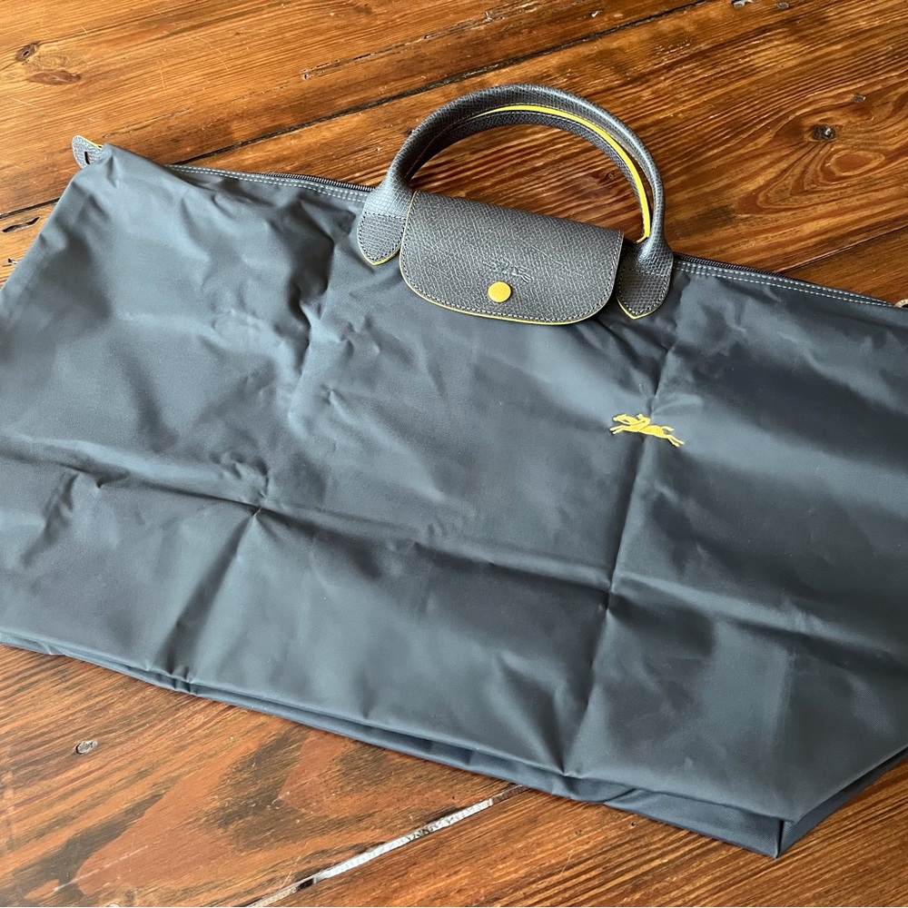 Longchamp Dark Gray Tote with Gold Details XL